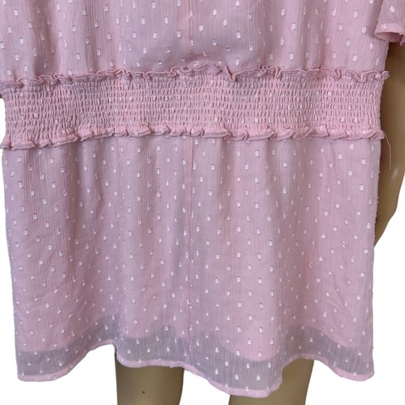 Lane Bryant Womens Blouse Size 26 Baby Pink Cold Shoulders Lined Elastic Waist - Picture 8 of 14